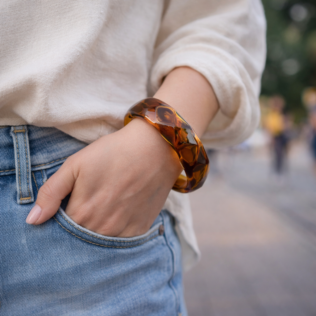 Faceted Resin Solid Bangle