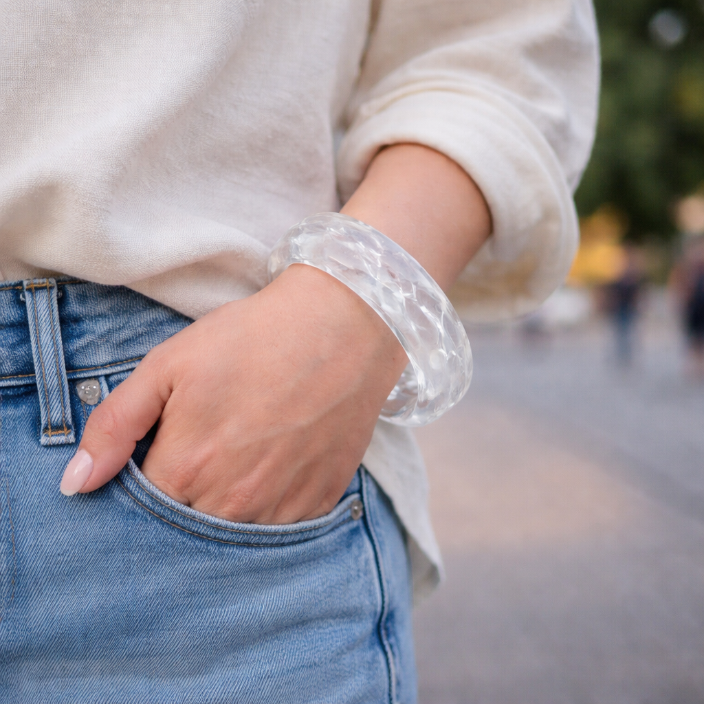 Faceted Resin Solid Bangle