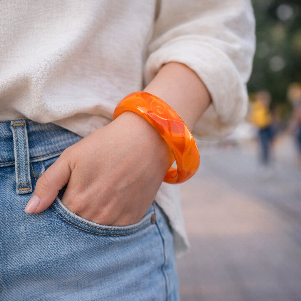 Faceted Resin Solid Bangle