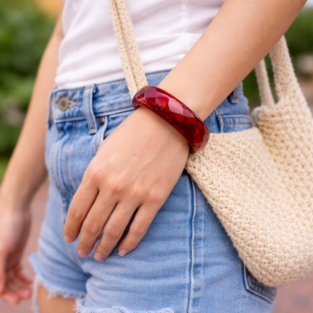Faceted Resin Solid Bangle
