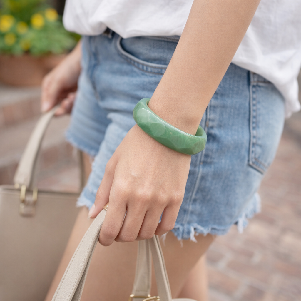 Faceted Resin Solid Bangle