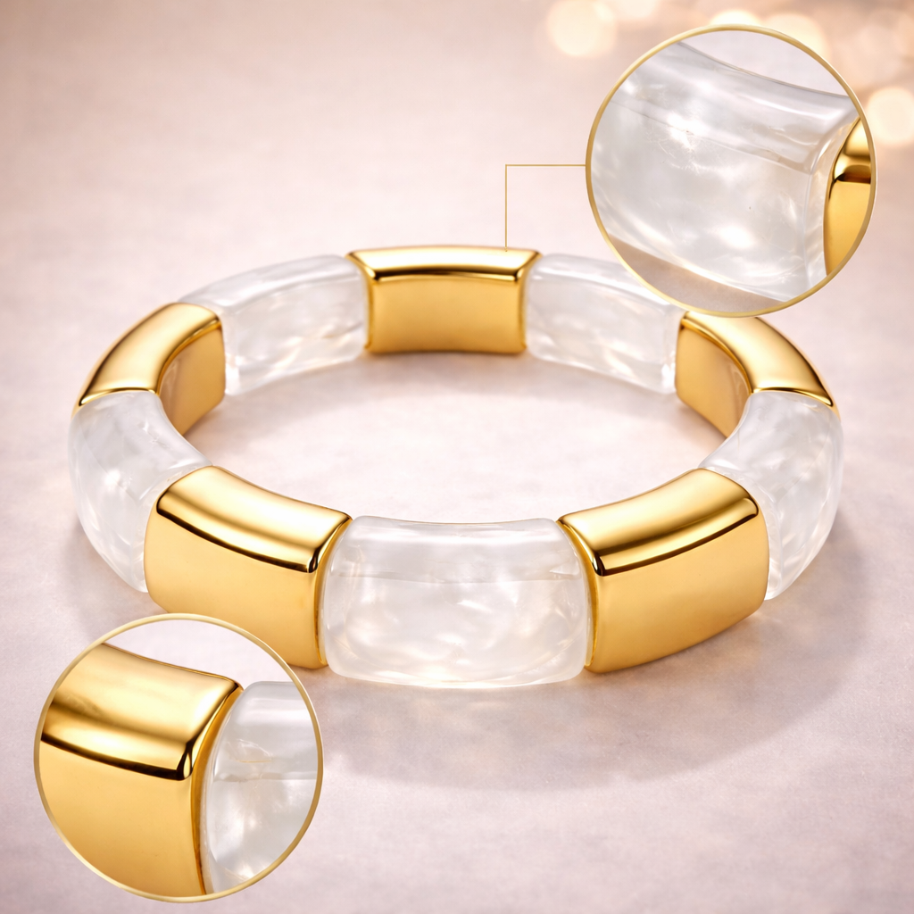 Resin & Gold Tone Stretch Bracelet