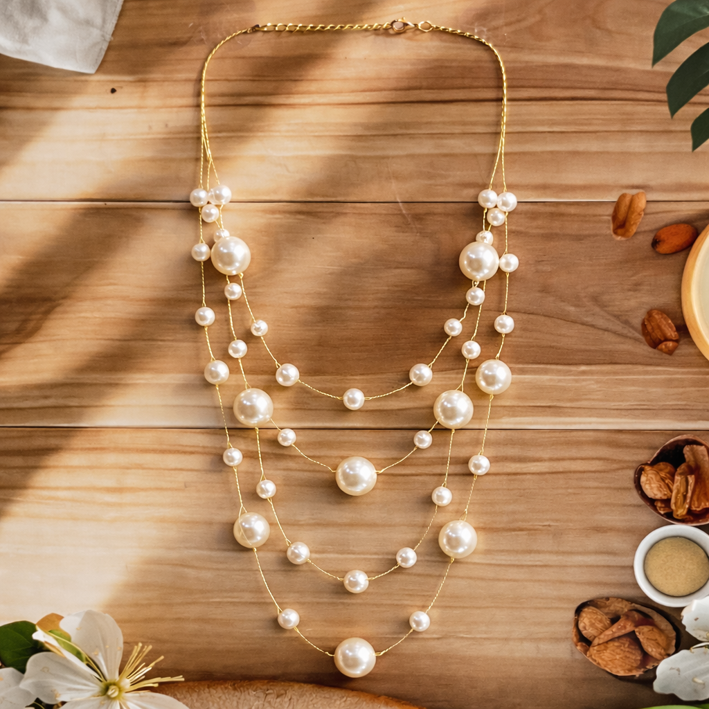 Multi Layer Pearl Style Bead Necklace