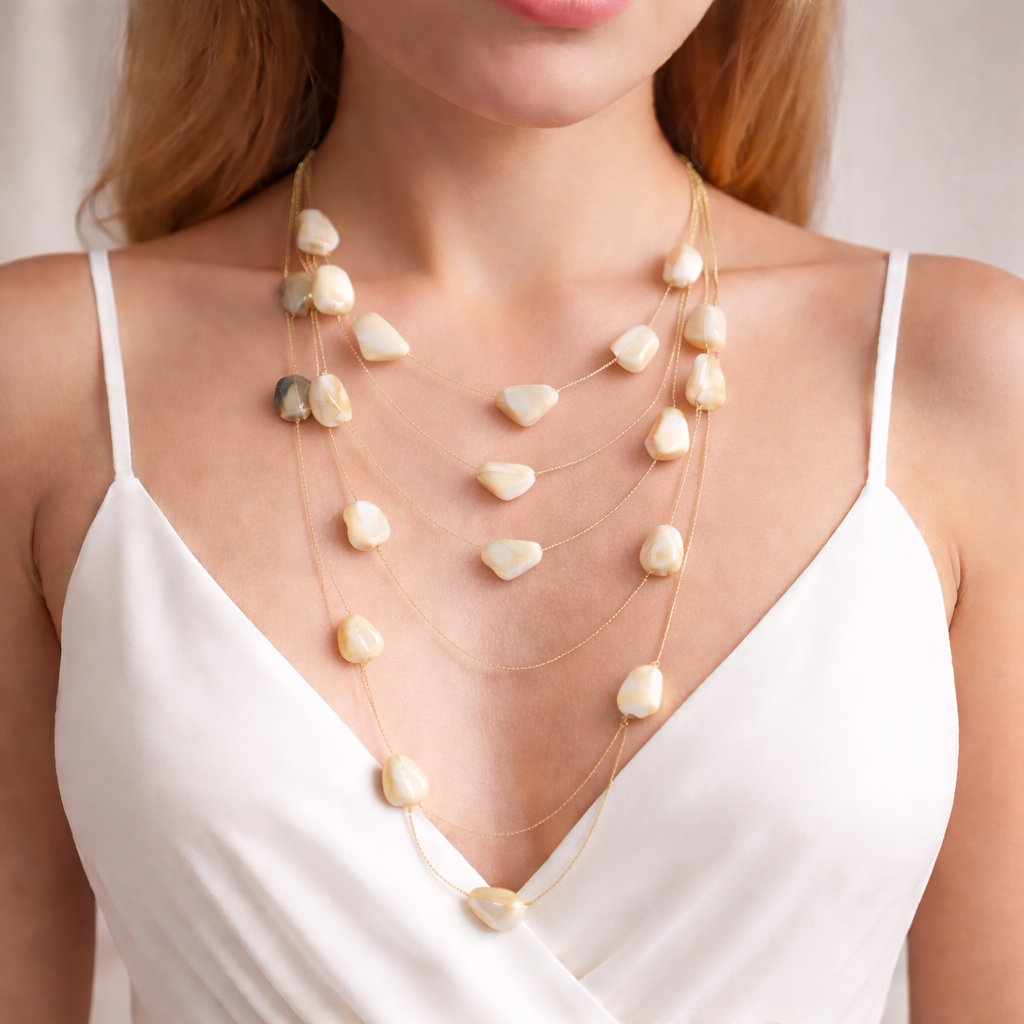 Multi Layer Geometric Stone Necklace
