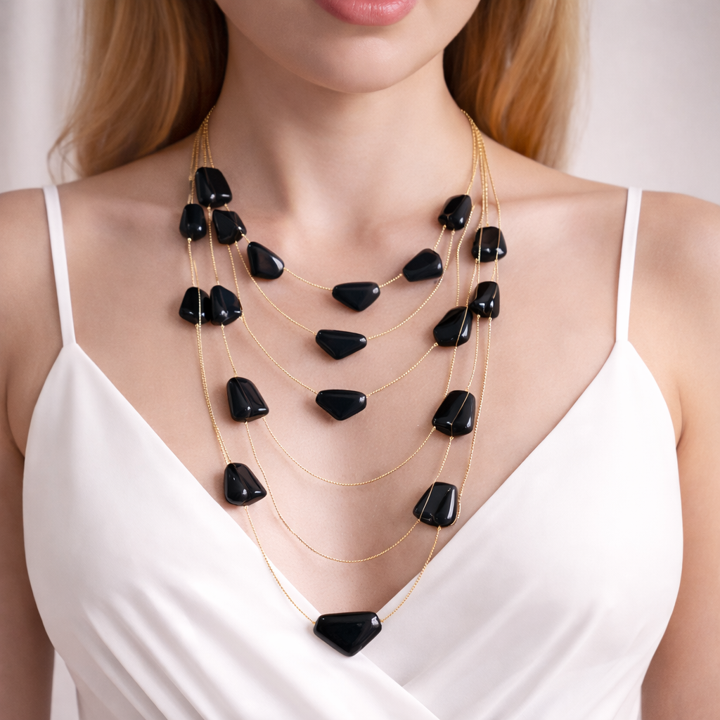 Multi Layer Geometric Stone Necklace
