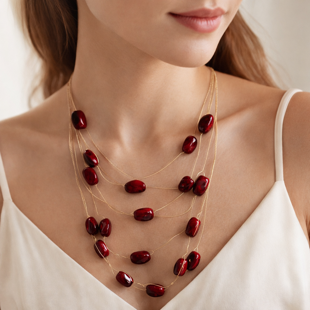 Multi Layer Rounded Stone Necklace