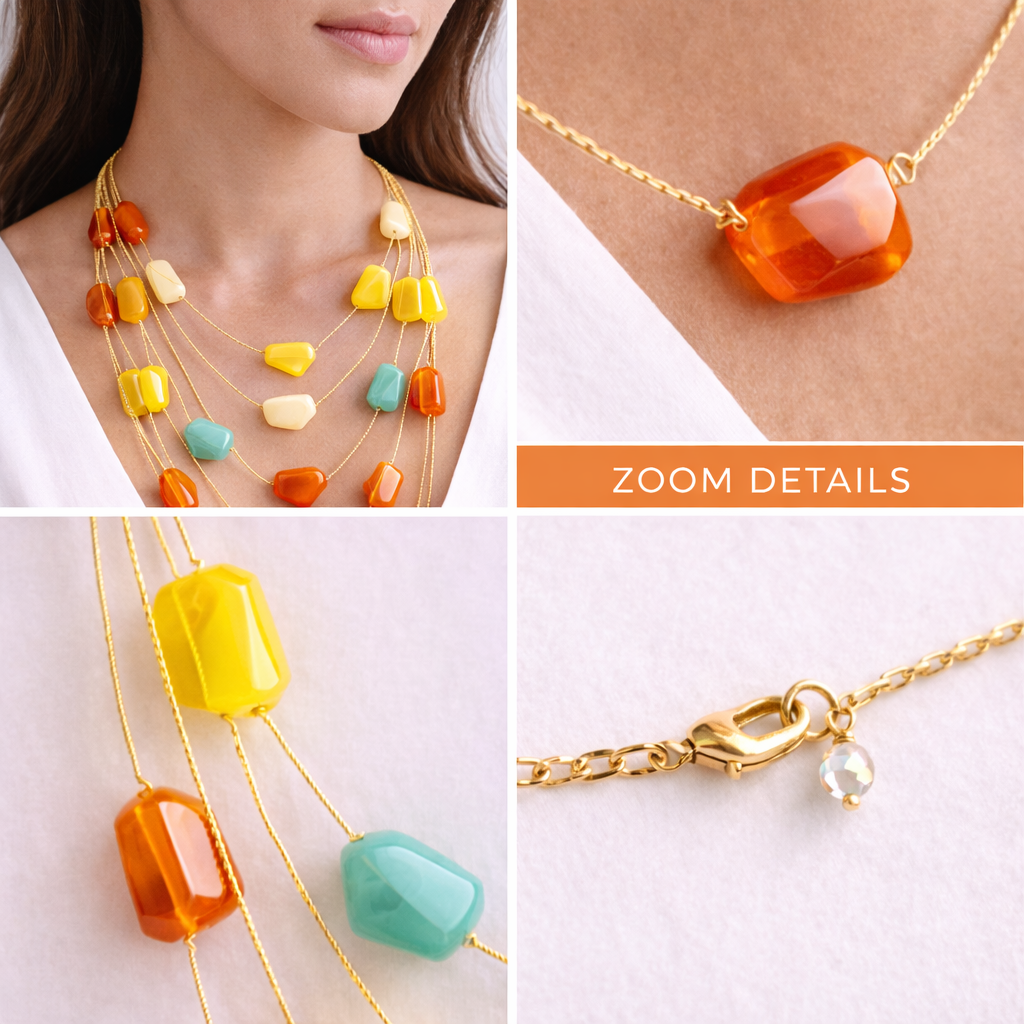 Multi Layer Geometric Stone Necklace