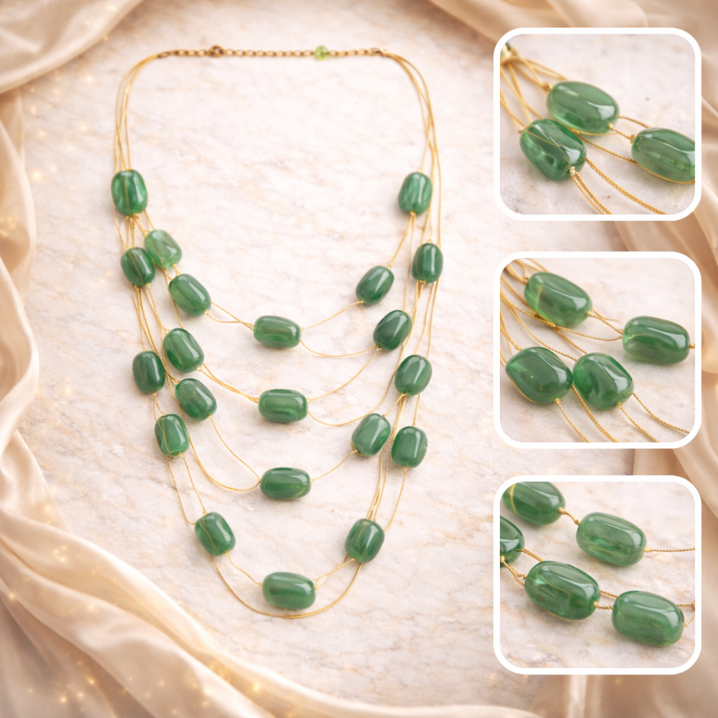 Multi Layer Rounded Stone Necklace