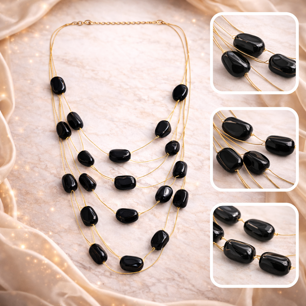 Multi Layer Rounded Stone Necklace
