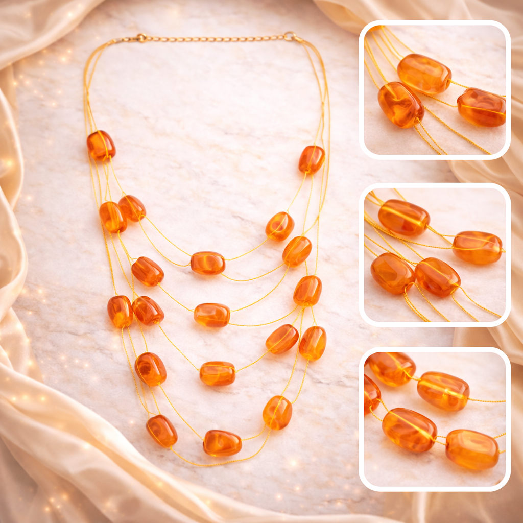 Multi Layer Rounded Stone Necklace