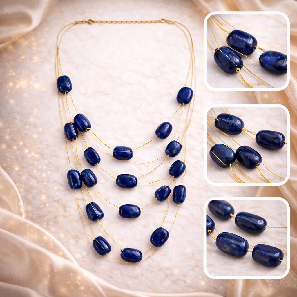 Multi Layer Rounded Stone Necklace