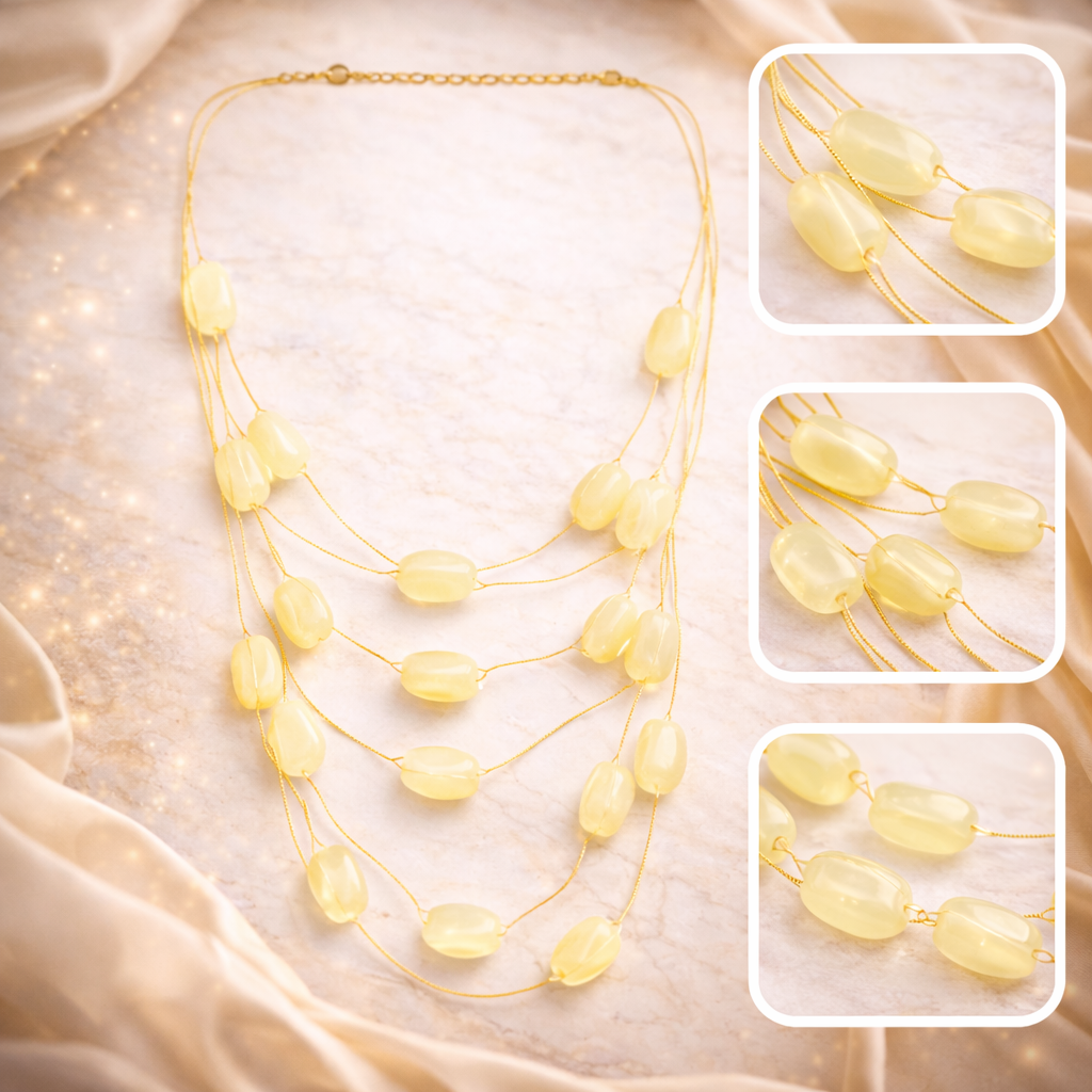 Multi Layer Rounded Stone Necklace