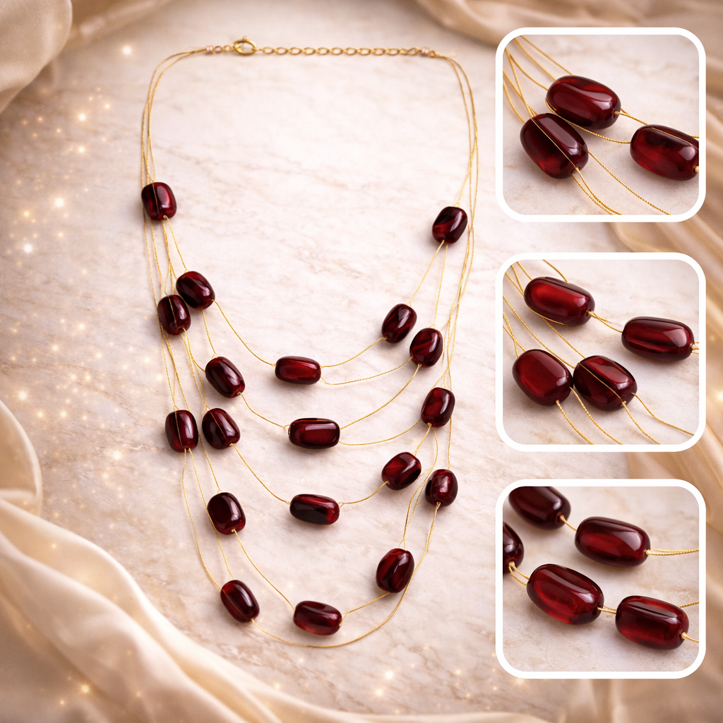 Multi Layer Rounded Stone Necklace