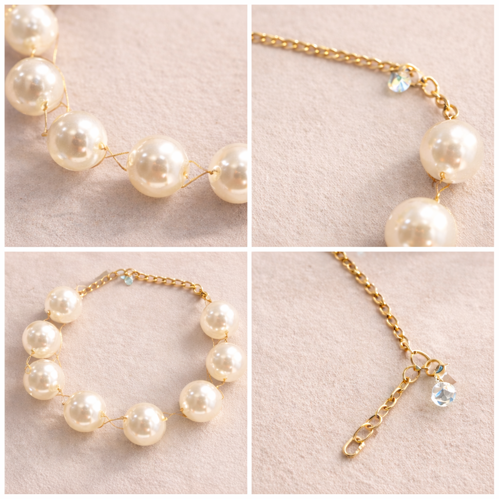 Pearl Style Bead Necklace & Bracelet Set