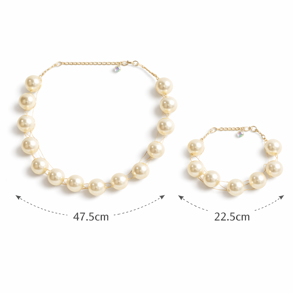 Pearl Style Bead Necklace & Bracelet Set
