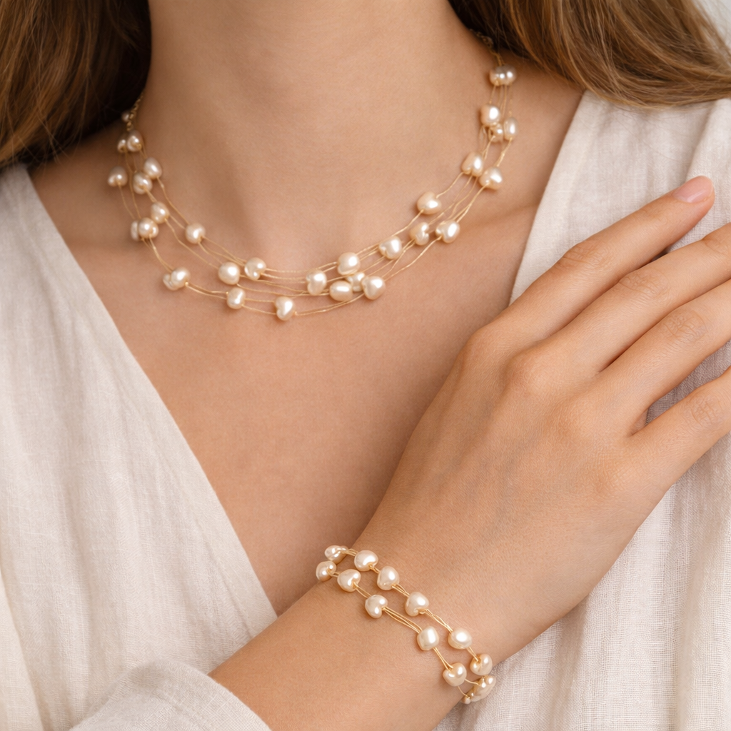 Elegant Gold Plated Necklace & Bracelet Set