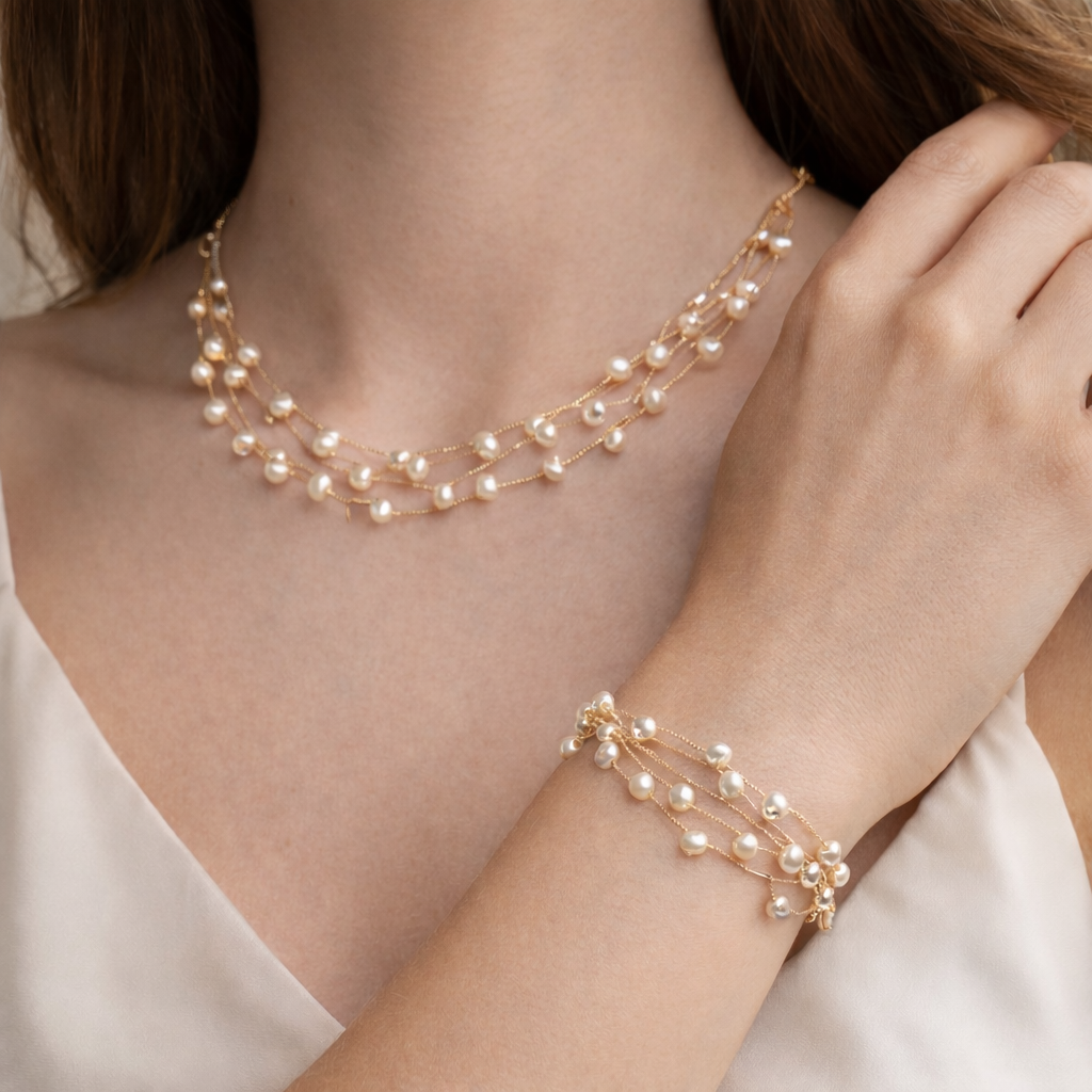 Elegant Gold Plated Necklace & Bracelet Set