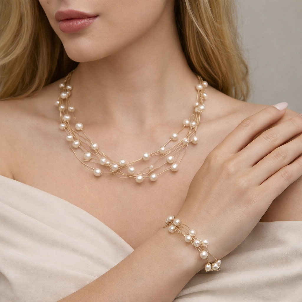 Elegant Gold Plated Necklace & Bracelet Set