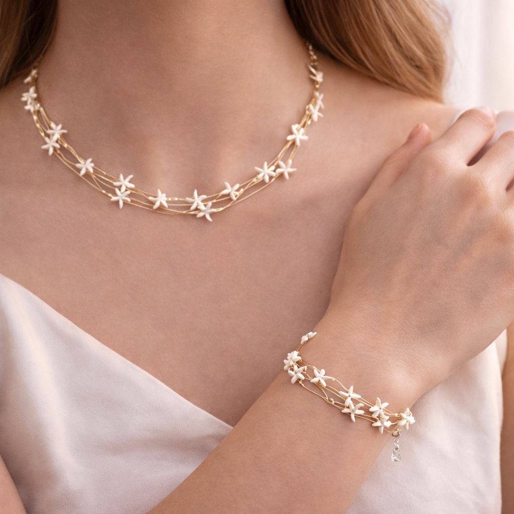 Elegant Gold Plated Necklace & Bracelet Set