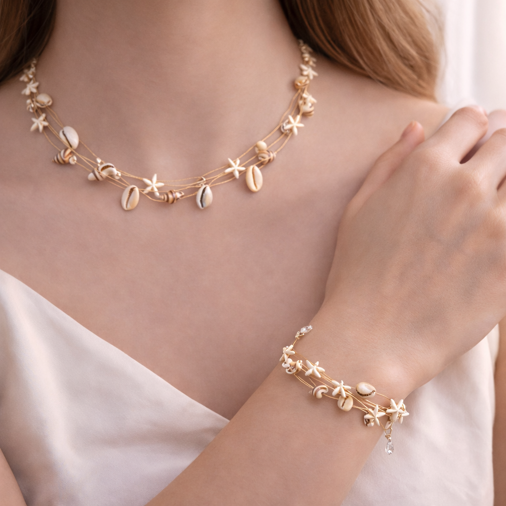 Elegant Gold Plated Necklace & Bracelet Set