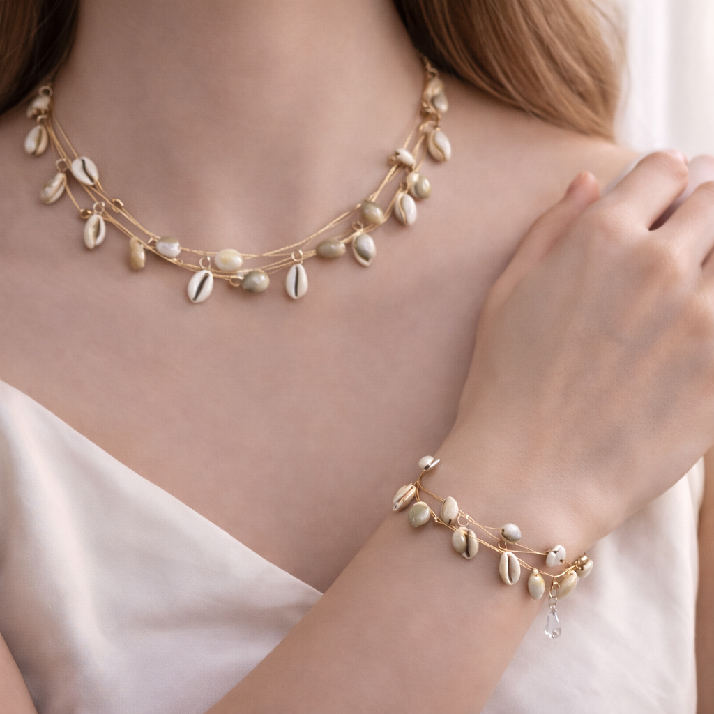 Elegant Gold Plated Necklace & Bracelet Set