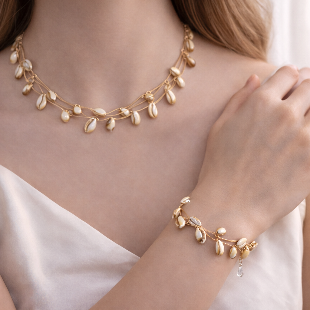 Elegant Gold Plated Necklace & Bracelet Set