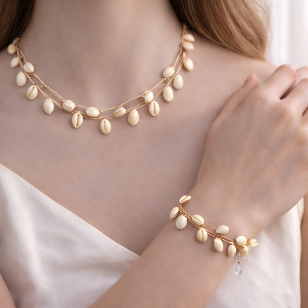 Elegant Gold Plated Necklace & Bracelet Set