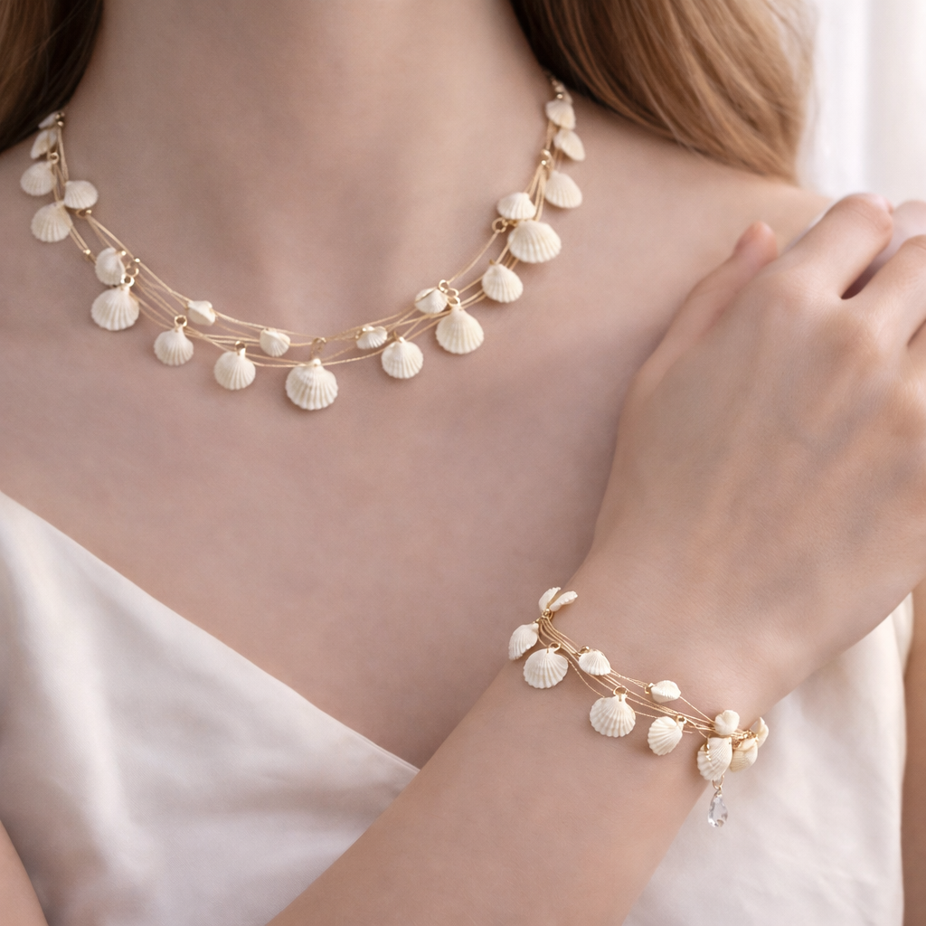 Elegant Gold Plated Necklace & Bracelet Set