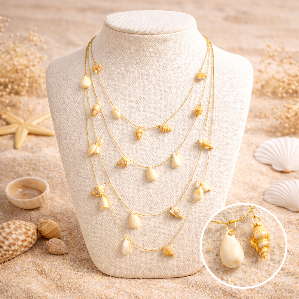Layered Shell Long Necklace
