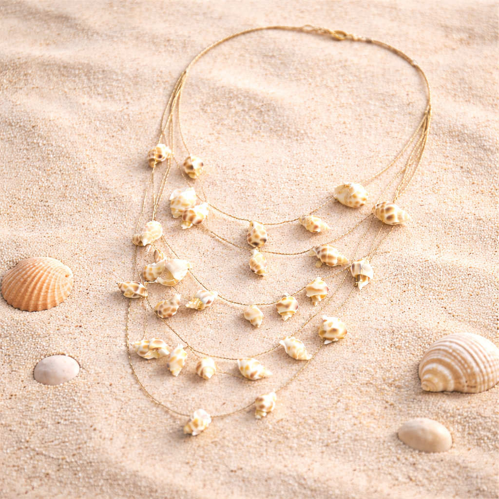 Multi Layer Shell Drop Necklace
