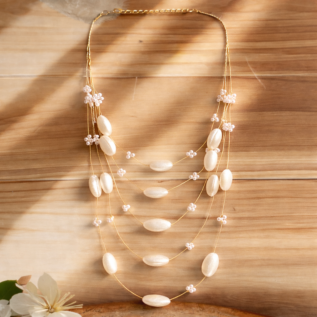 Multi Layer Shell Beaded Necklace