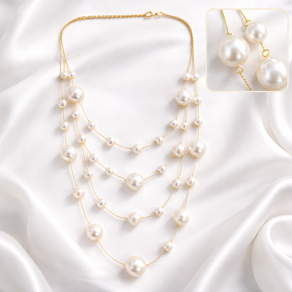 Multi Layer Pearl Style Bead Necklace