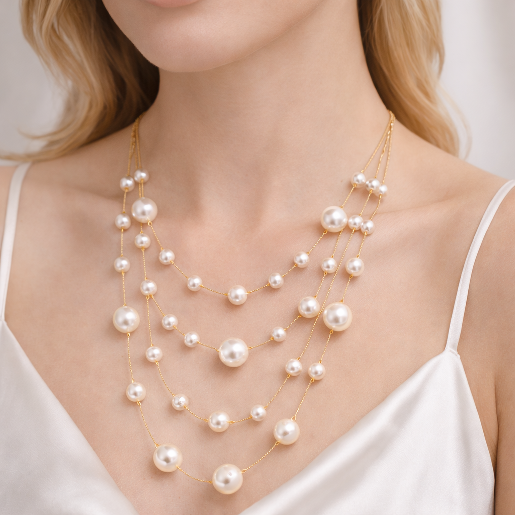 Multi Layer Pearl Style Bead Necklace