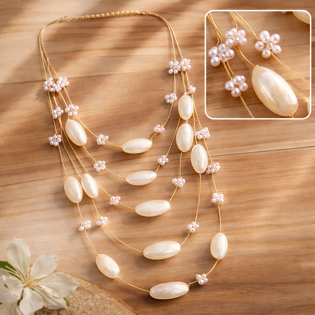 Multi Layer Shell Beaded Necklace