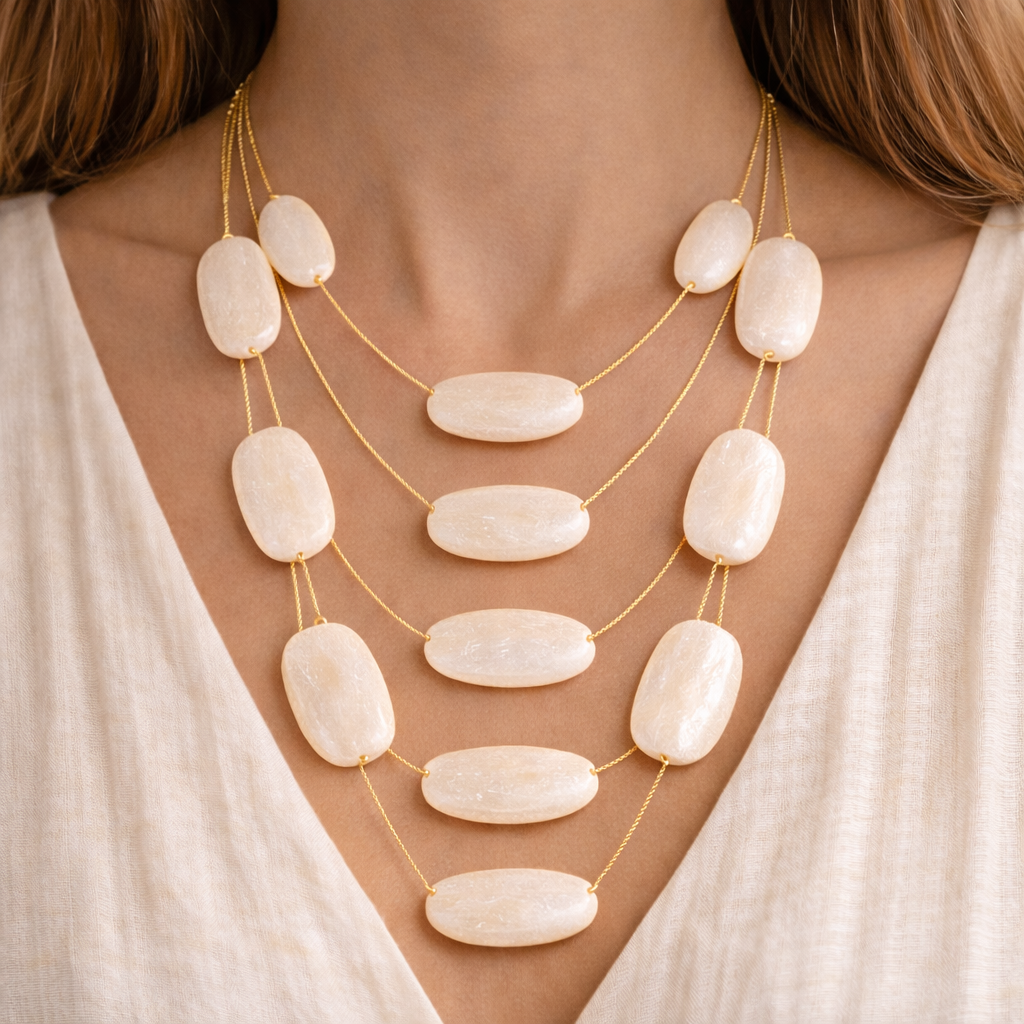 Multi Layer Oval Bead Necklace