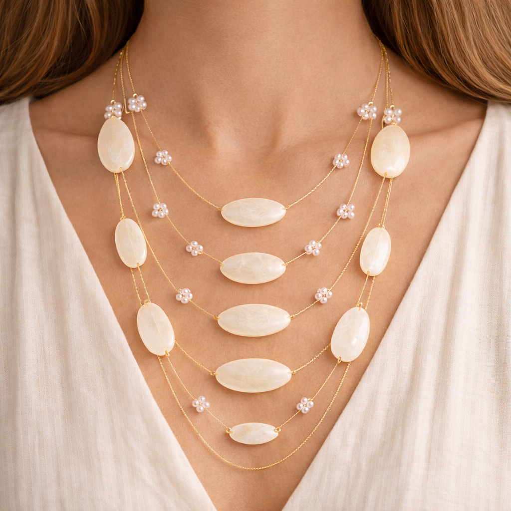 Multi Layer Shell Beaded Necklace