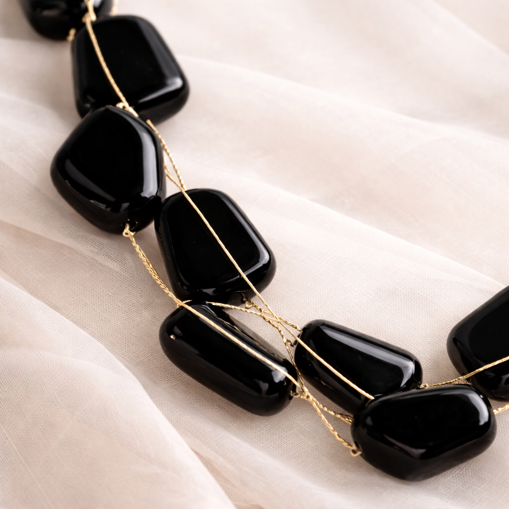 Stone Necklace and Bracelet Set for Women | Gold Tone Wire Wrapped Beaded Jewelry Set, Adjustable Chain, Fashion Accessory