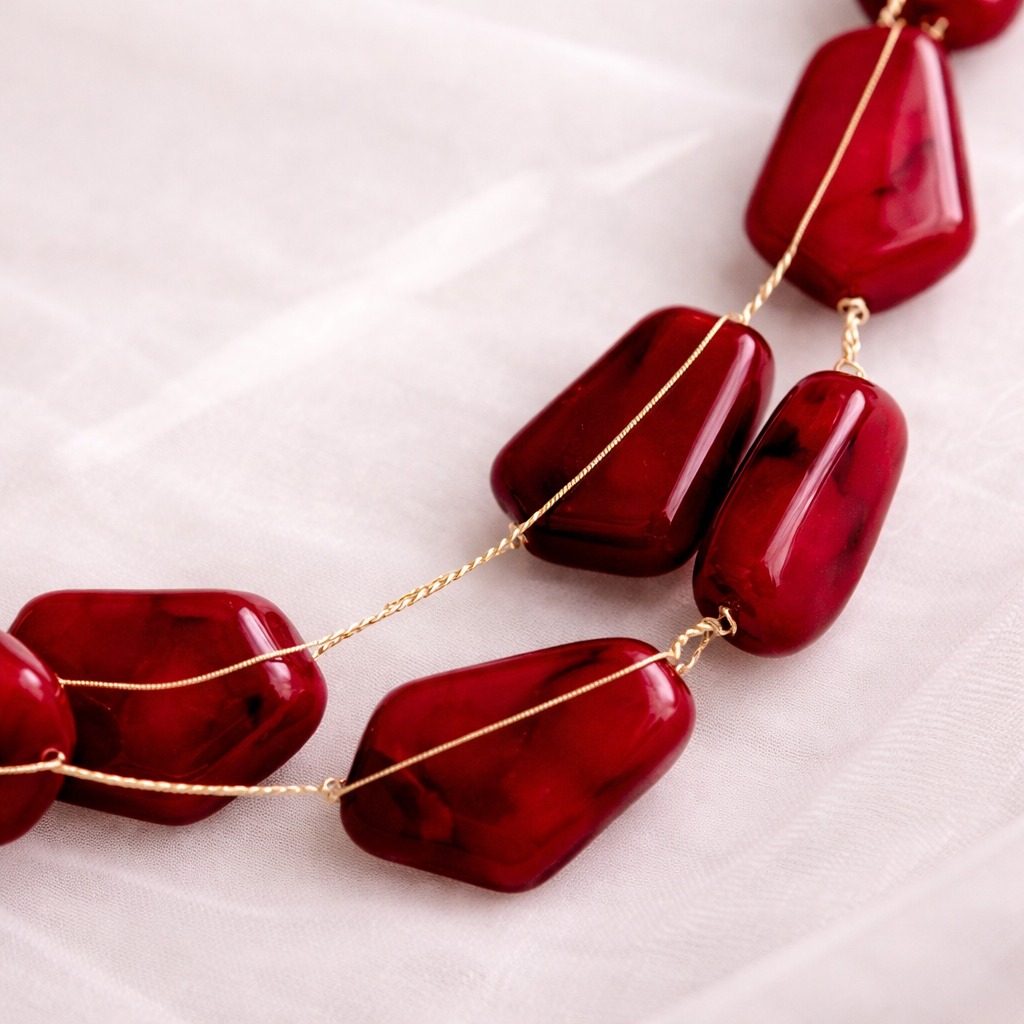 Stone Necklace and Bracelet Set for Women | Gold Tone Wire Wrapped Beaded Jewelry Set, Adjustable Chain, Fashion Accessory