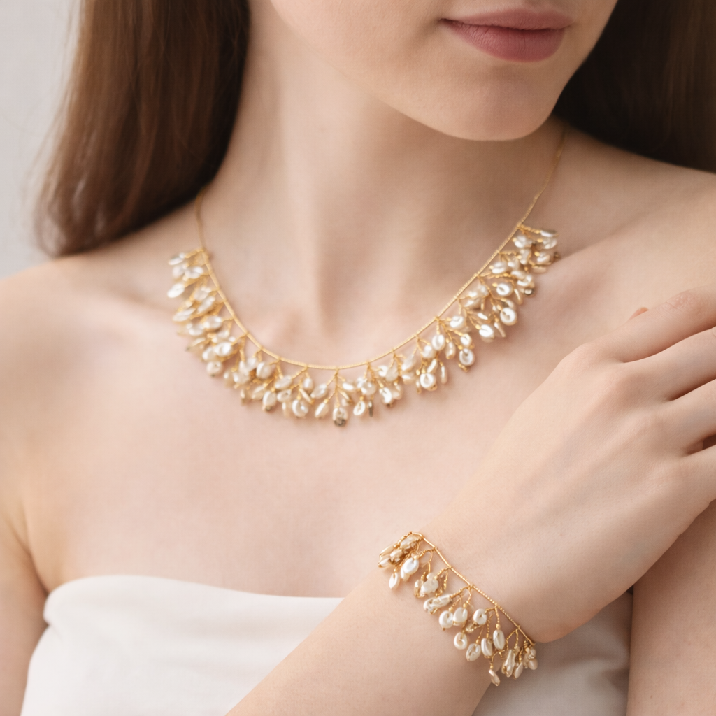 Luxurious Gold Plated Necklace & Bracelet set