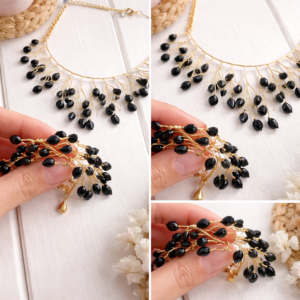 Fraagleam Elegant Gold-Plated Necklace & Bracelet Set with Crystal Drop Accents | Perfect for Weddings & Parties Jewelry
