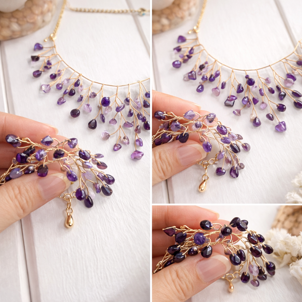 Fraagleam Elegant Gold-Plated Necklace & Bracelet Set with Crystal Drop Accents | Perfect for Weddings & Parties Jewelry