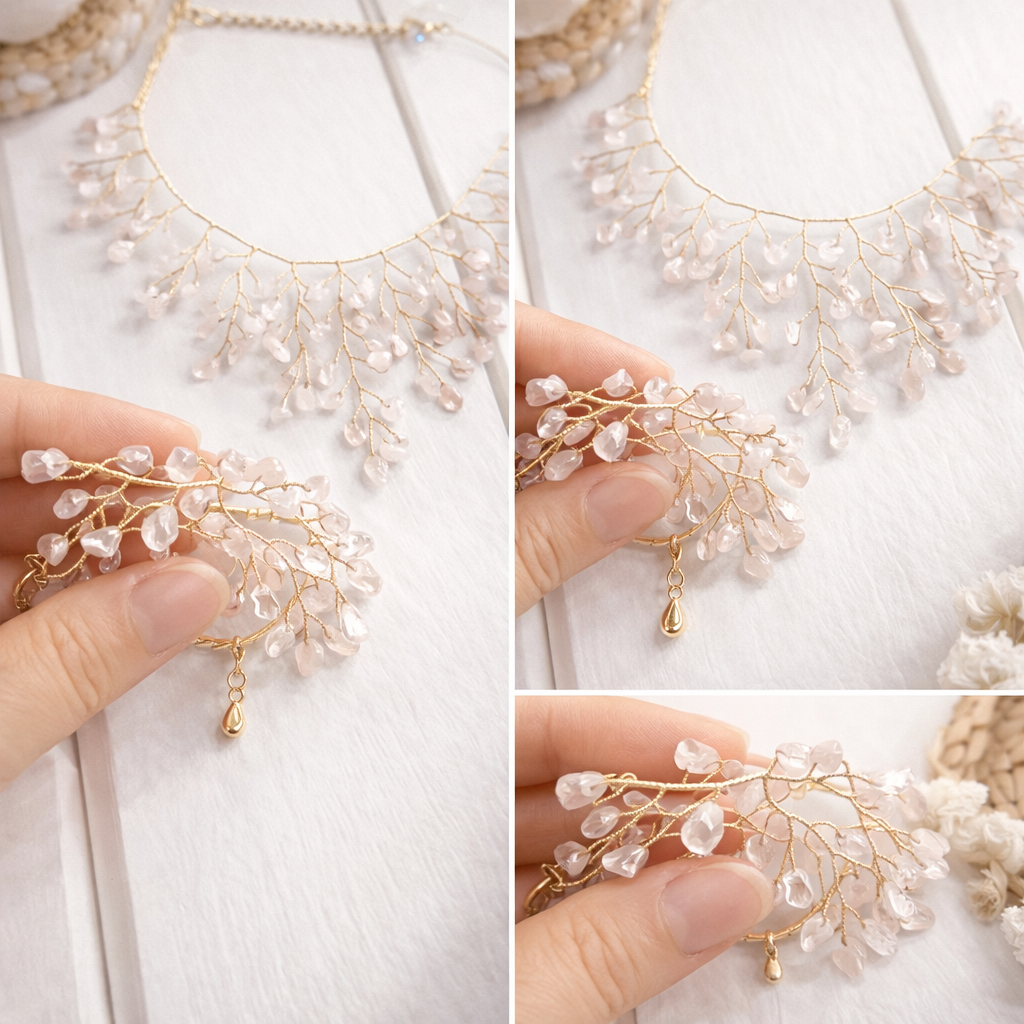 Fraagleam Elegant Gold-Plated Necklace & Bracelet Set with Crystal Drop Accents | Perfect for Weddings & Parties Jewelry
