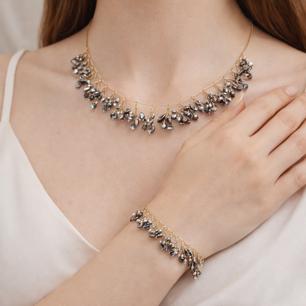Luxurious Gold Plated Necklace & Bracelet set