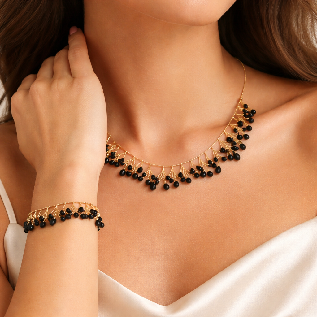 Luxurious Gold Plated Necklace & Bracelet set