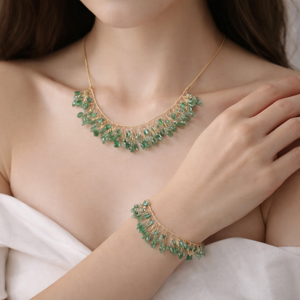 Luxurious Gold Plated Necklace & Bracelet set