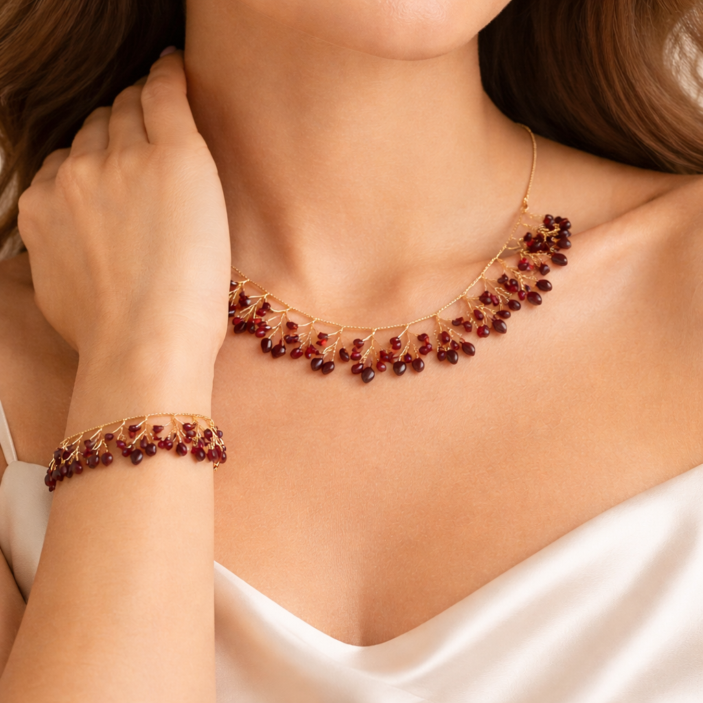 Luxurious Gold Plated Necklace & Bracelet set