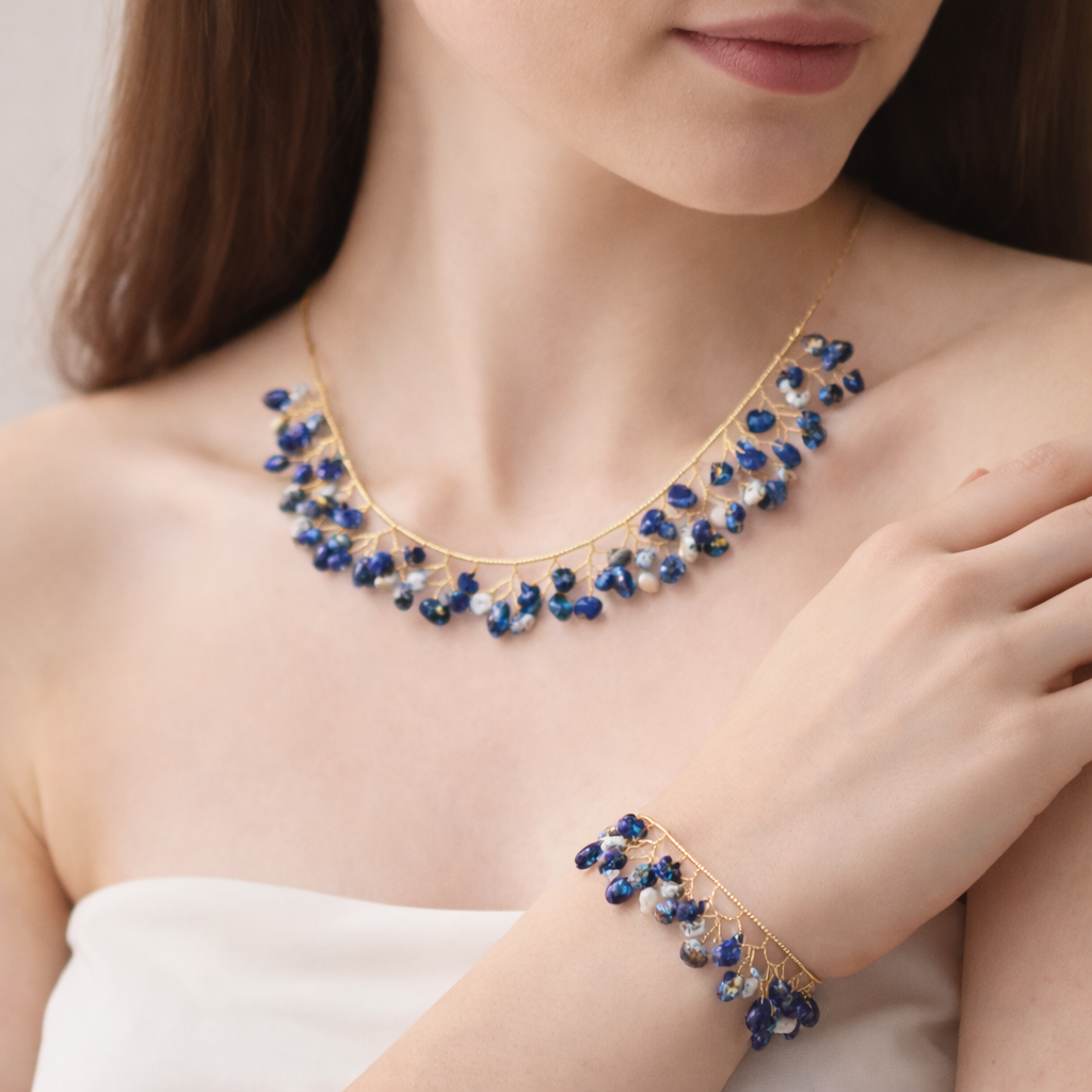 Luxurious Gold Plated Necklace & Bracelet set
