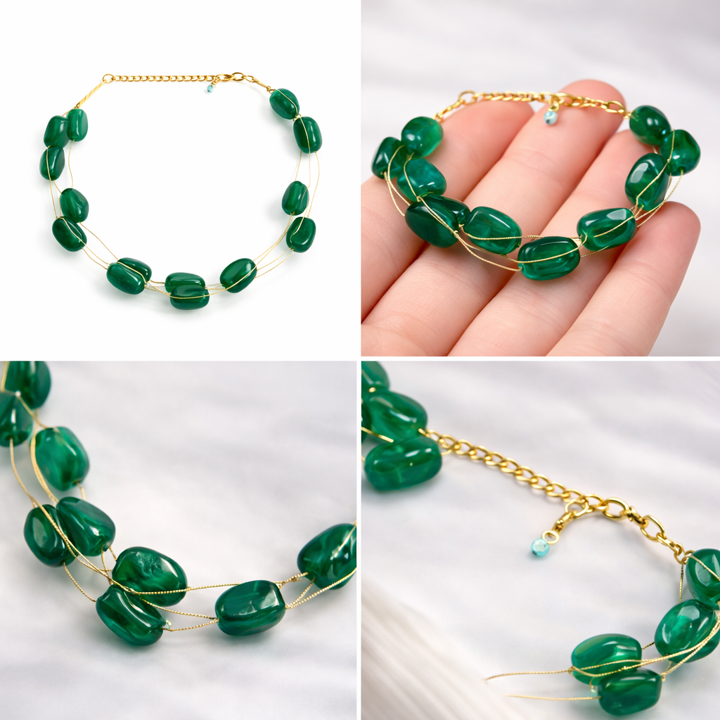 Elegant Round Beaded Necklace & Bracelet Set