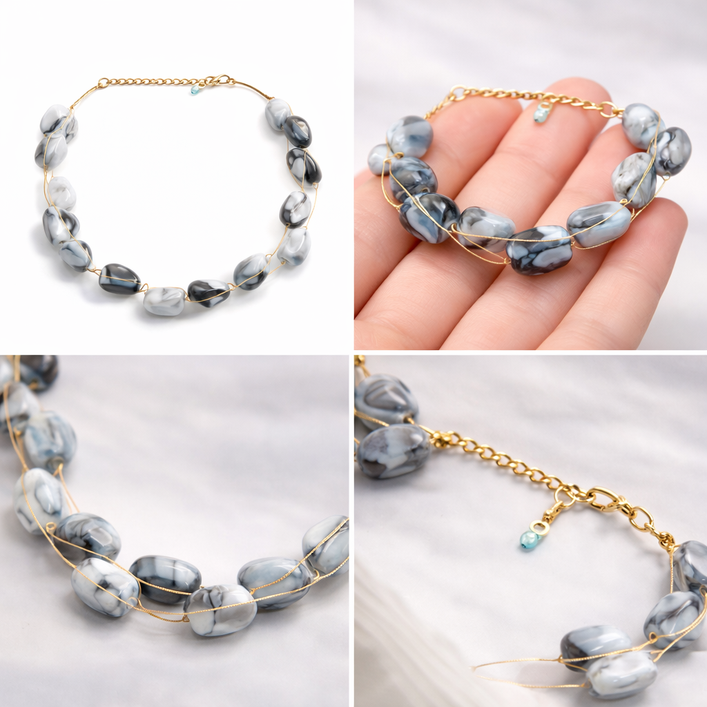 Elegant Round Beaded Necklace & Bracelet Set