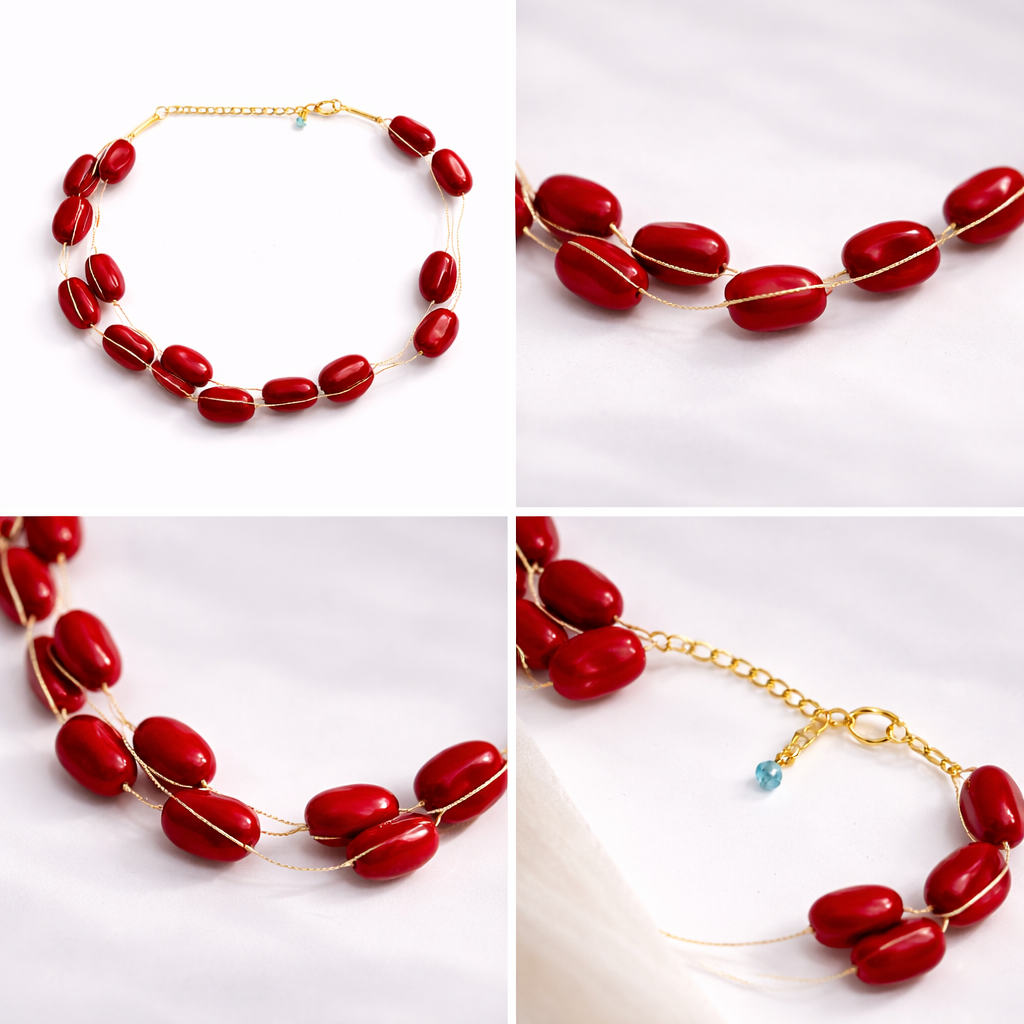 Double Layer Oval Bead Necklace